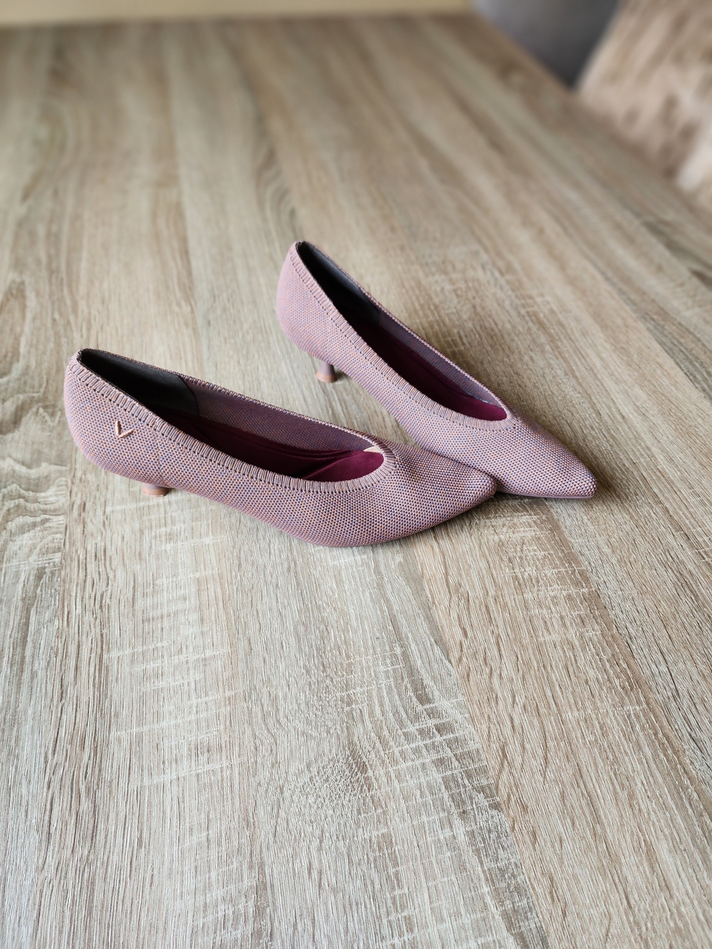 VIVAIA Women's Pointed Kitten Heel Pumps in Dusty Pink